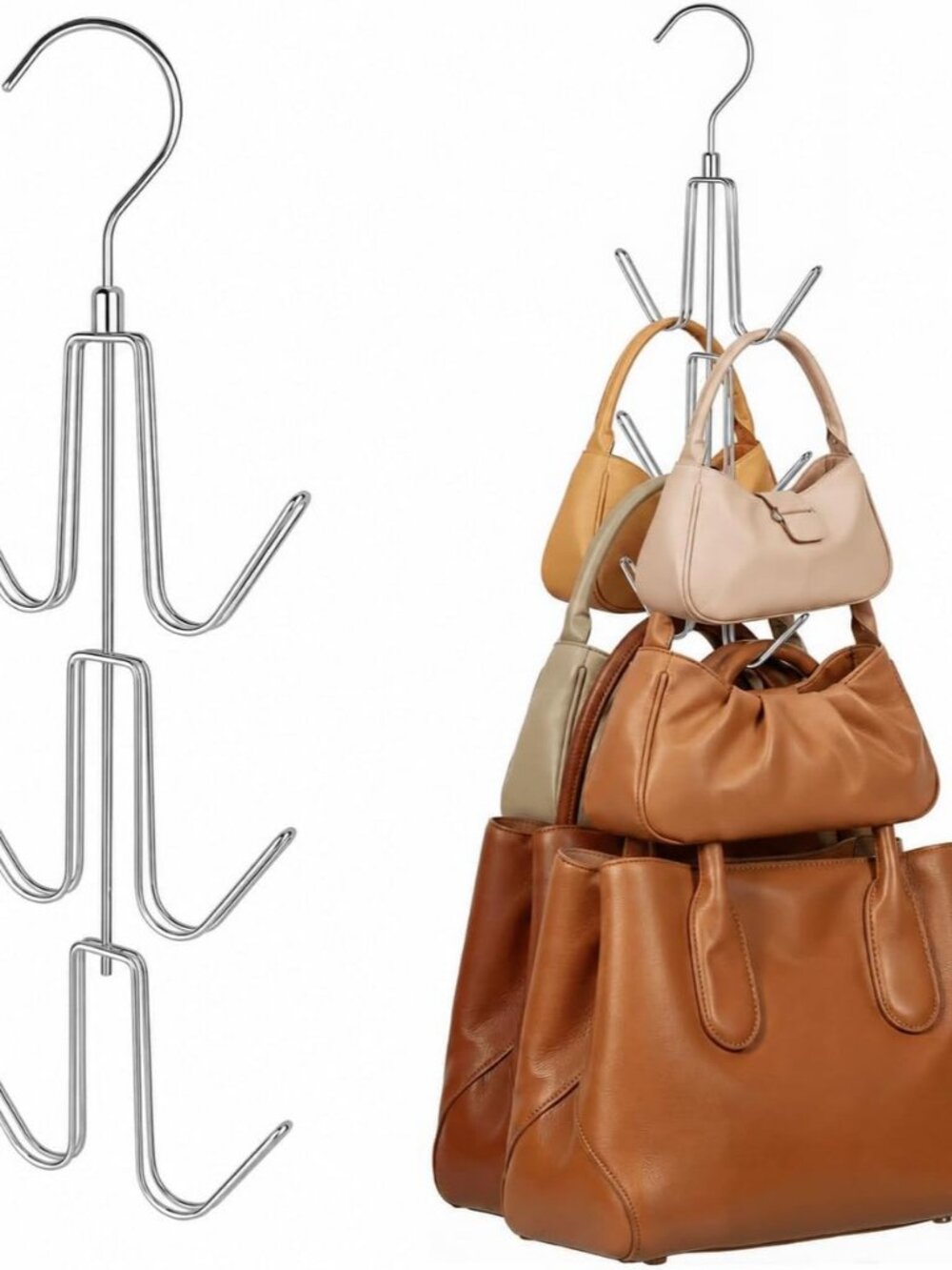 2 Pack Purse Hanger, Purse Organizer for Closet, Holds 12 Bags
